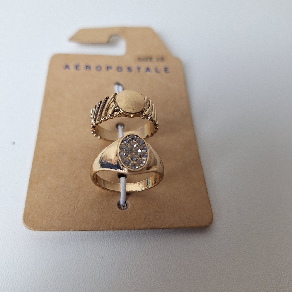 2 Rings Aeropostale Gold Ring Set Size 10 One Is Missing